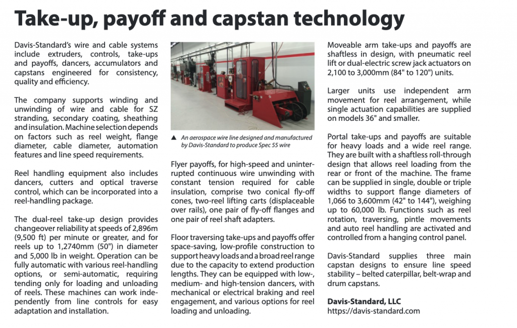 "Takeup, Payoff, and Capstan Technology" Editorial in EuroWire