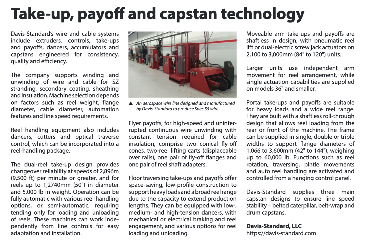 Take-up, Payoff, and Capstan Technology - Editorial in EuroWire